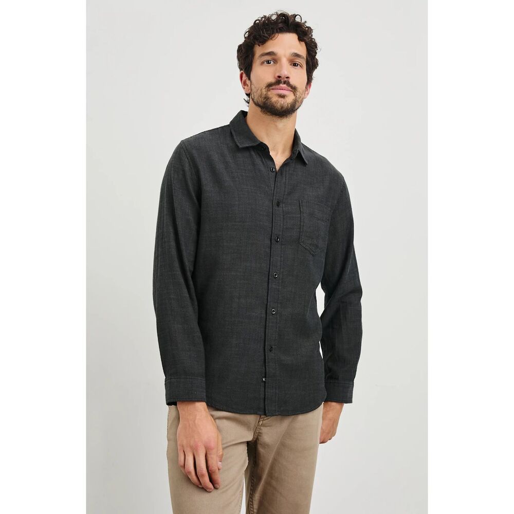 Rails Button Down Shirt Mens XL Black Chambray Wyatt Cotton Summer Smart Casual